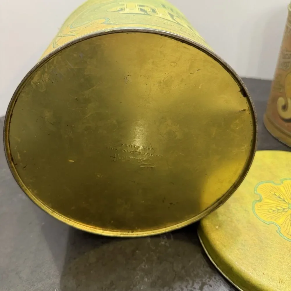 Vintage Ballonoff Flour Sugar Coffee Tin Canister Set MCM Retro Kitchen Litho US